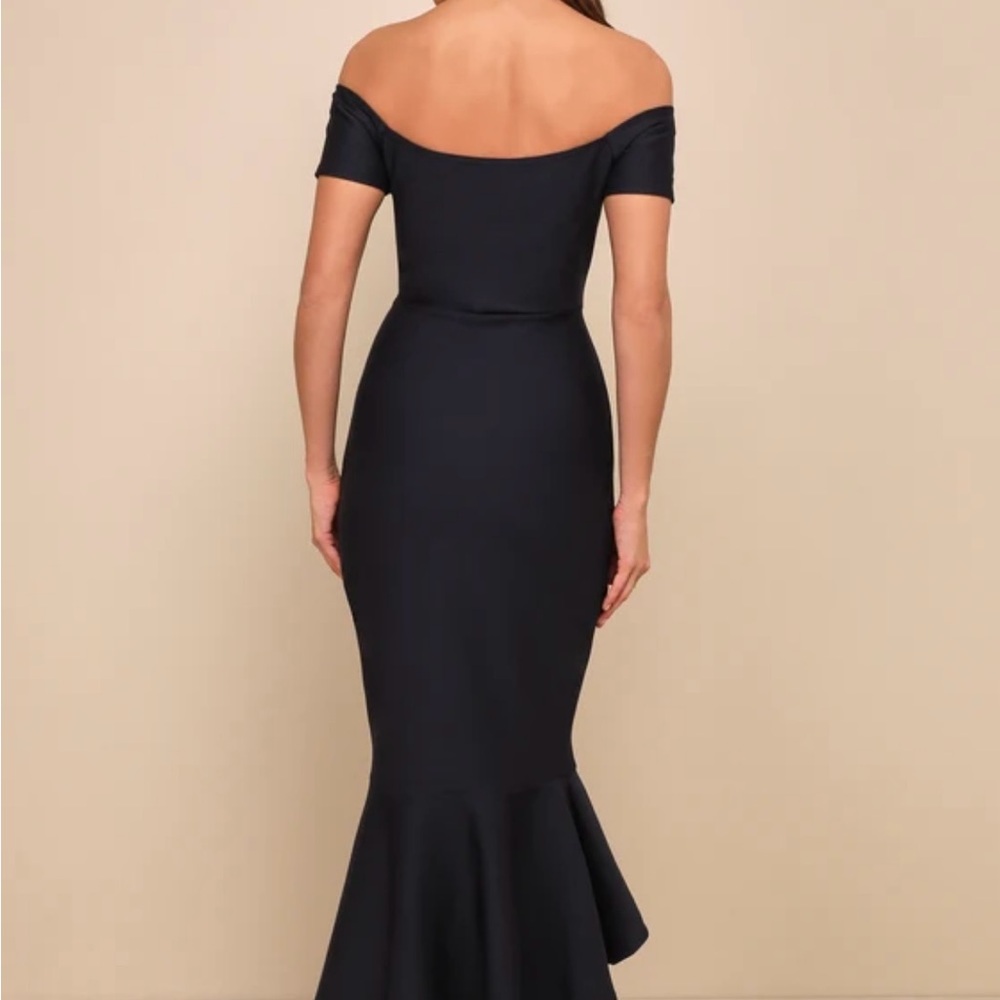 Lulus How Much I Care Navy Off the Shoulder Dress Midnight Blue Navy NWT Size XS - Picture 2 of 9